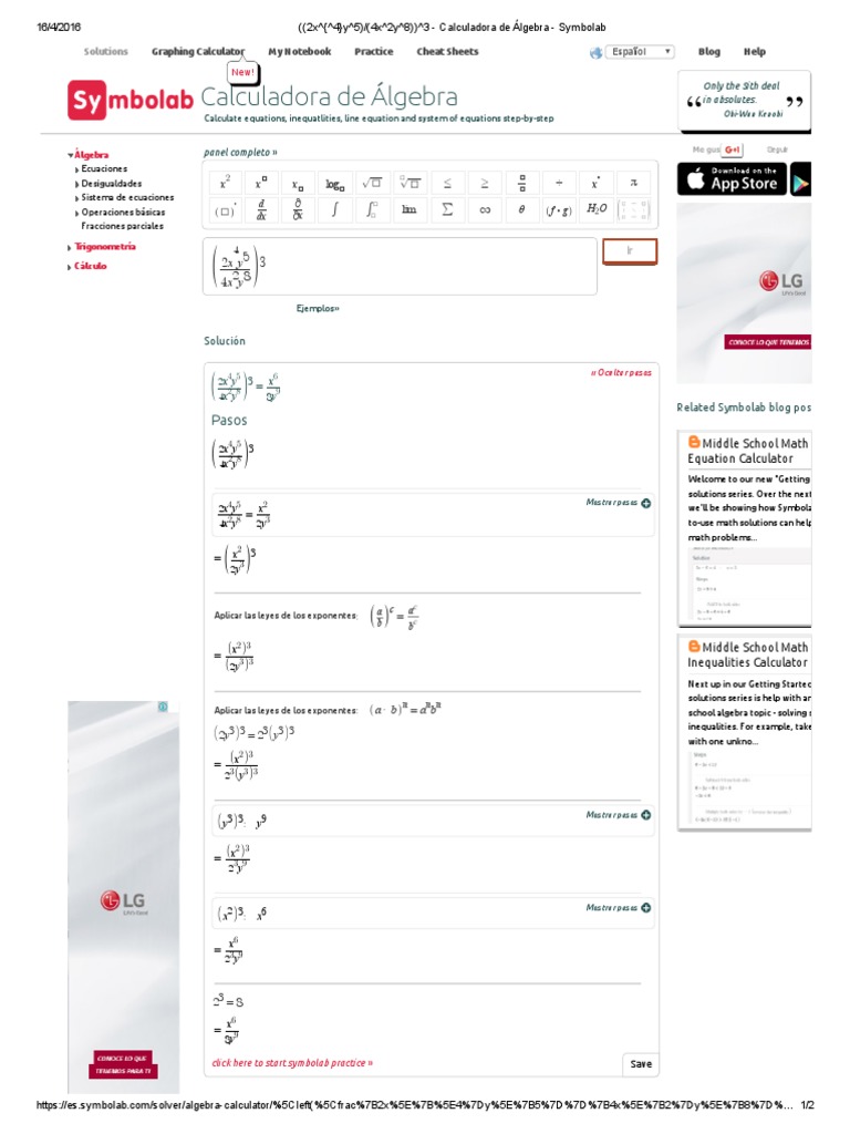 ( (2x ( 4) y 5) (4x 2y 8) ) 3 Calculadora de Álgebra Symbolab