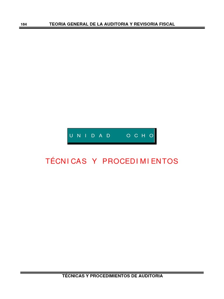 Técnicas y Procedimientos de Auditoría | PDF | Auditoría | Contralor