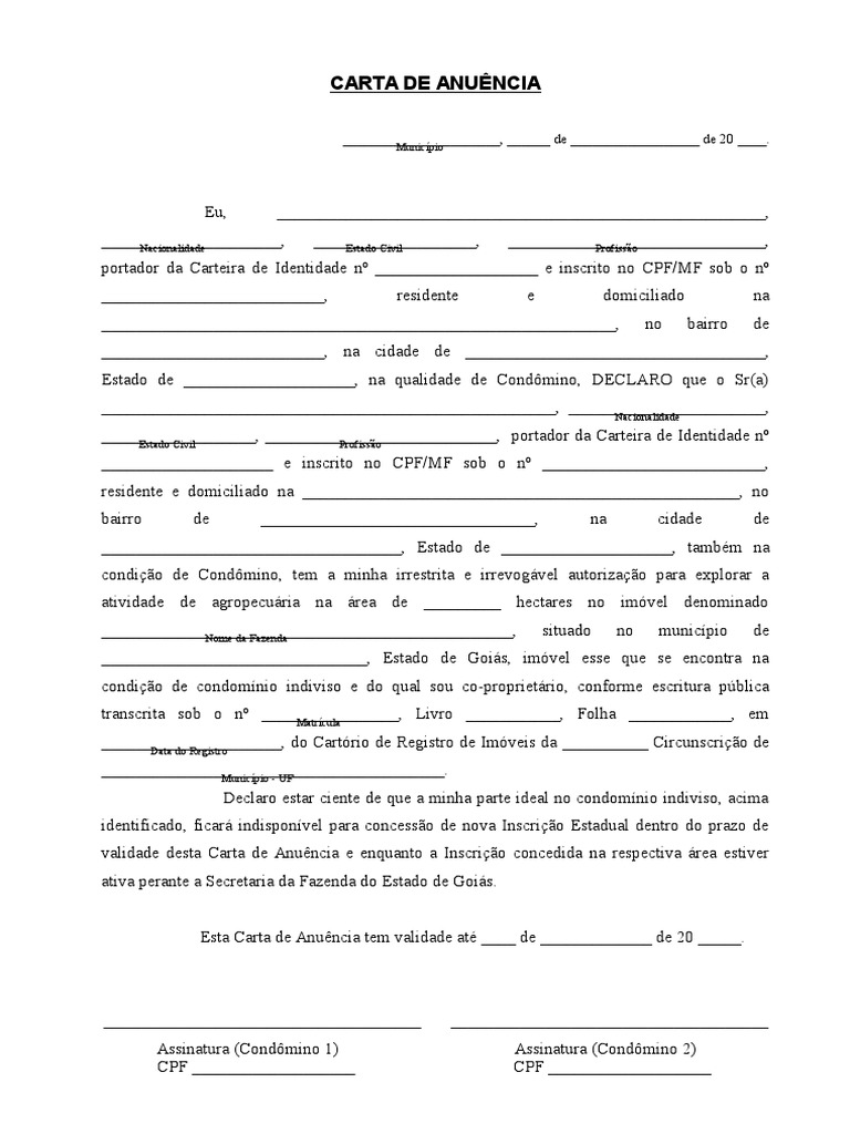 Carta de Anuencia