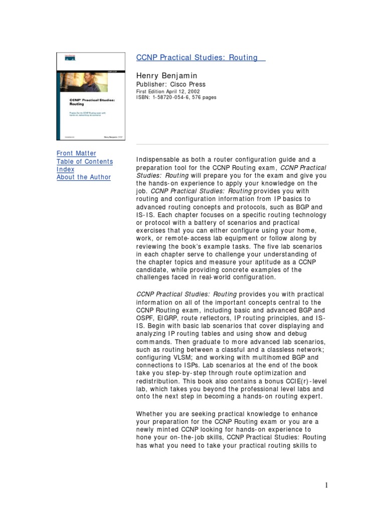 Cisco Press CCNP Practical Studies Routing PDF | PDF | Ip Address ...