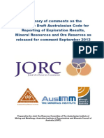 Jorc Code Summary of Exposure Draft Comments
