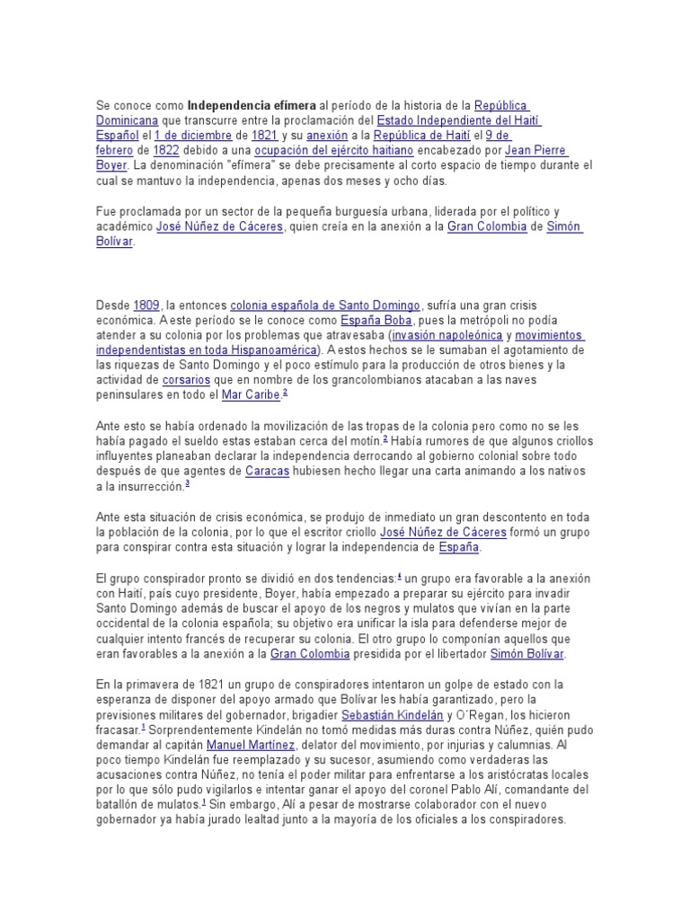 Independencia Efímera PDF República Dominicana Haití