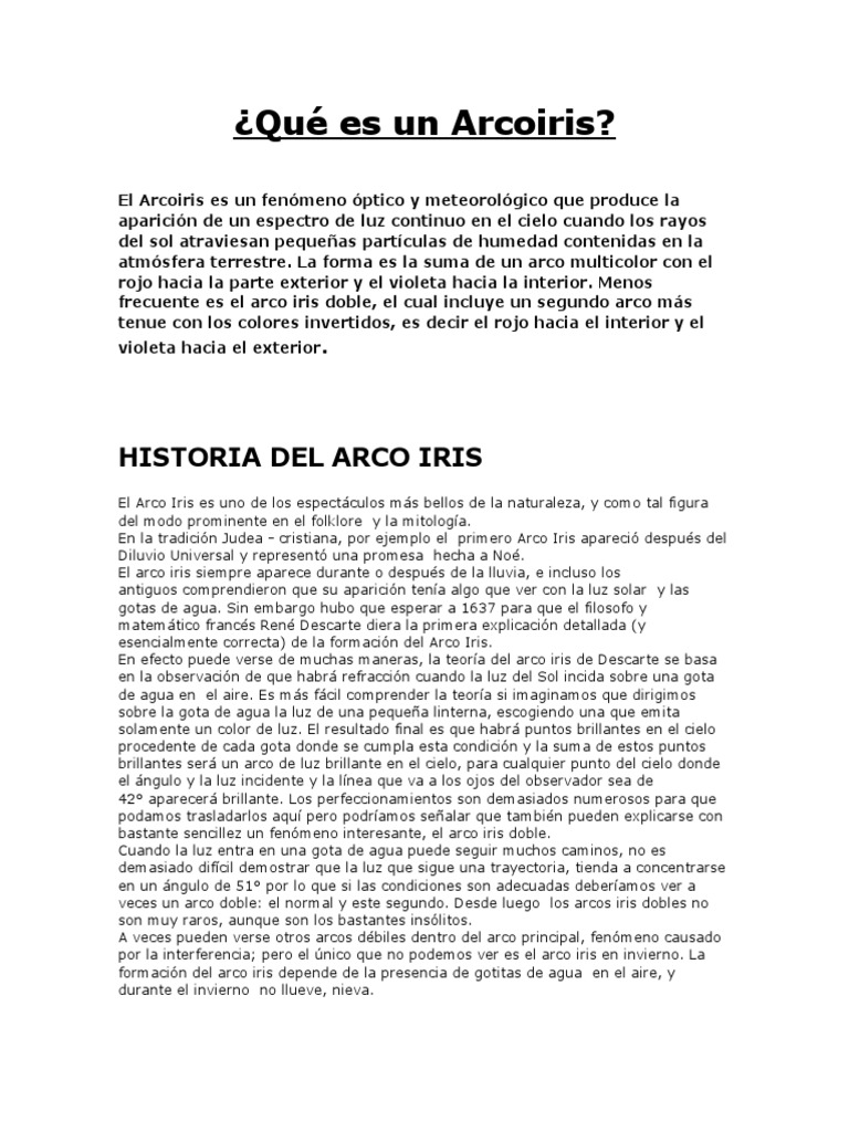 Formación y Significado del Arco Iris | PDF | Arco iris | Color
