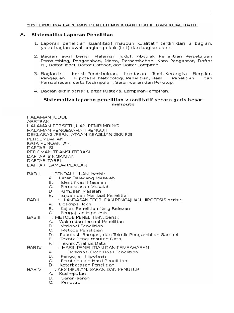 SISTEMATIKA LAPORAN PENELITIAN KUANTITATIF DAN KUALITATIF.docx
