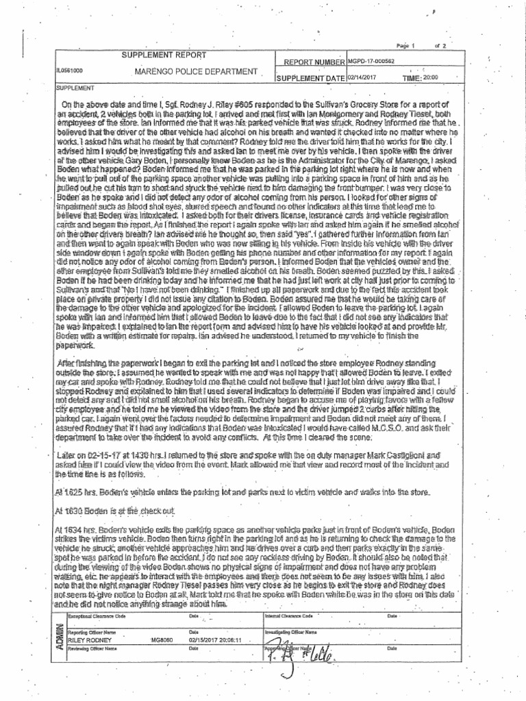 Marengo Police Department report