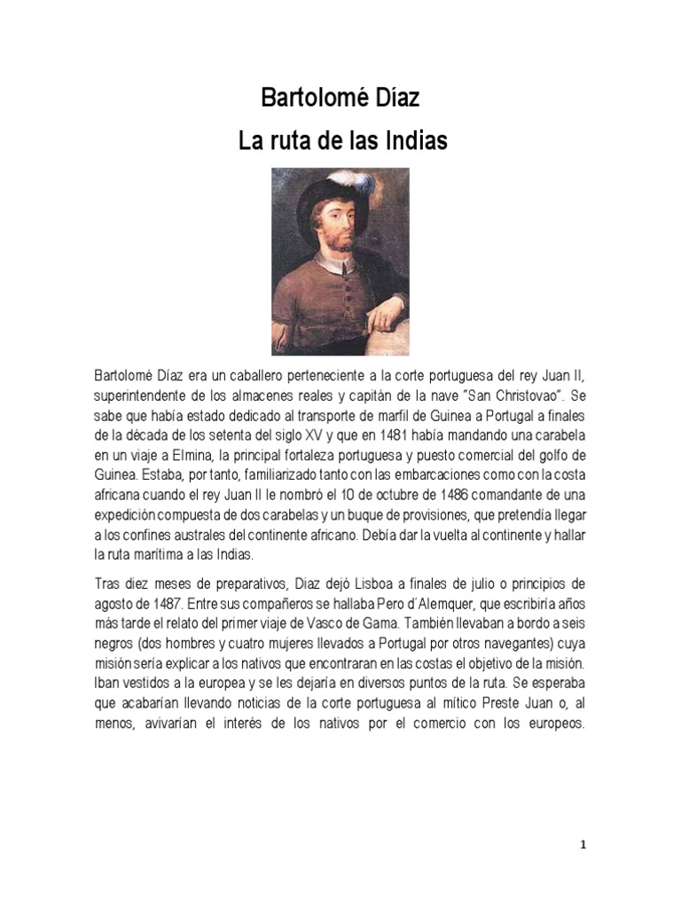 Bartolome Diaz y La Ruta de Las Indias PDF Violencia Conflicto armado