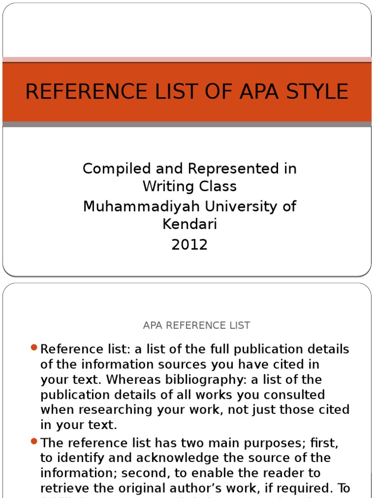 Reference List of Apa Style | PDF | Apa Style | Letter Case