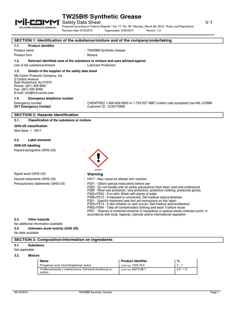 Sds Tw25b Personal Protective Equipment Firefighting
