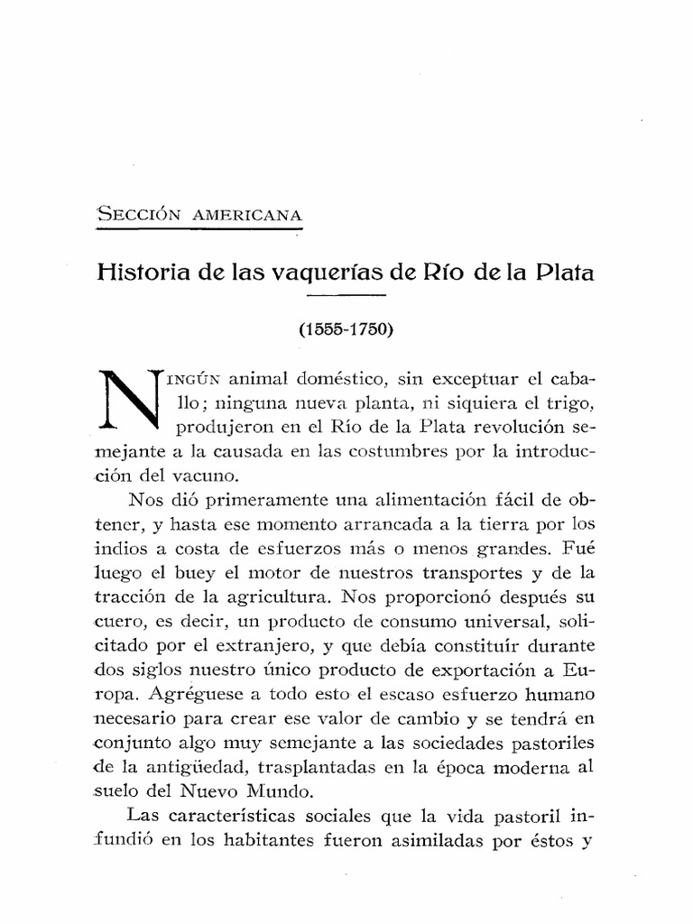 Coni Emilio, Historia de Las Vaquerias Del Río de La Plata 1555-1750 ...