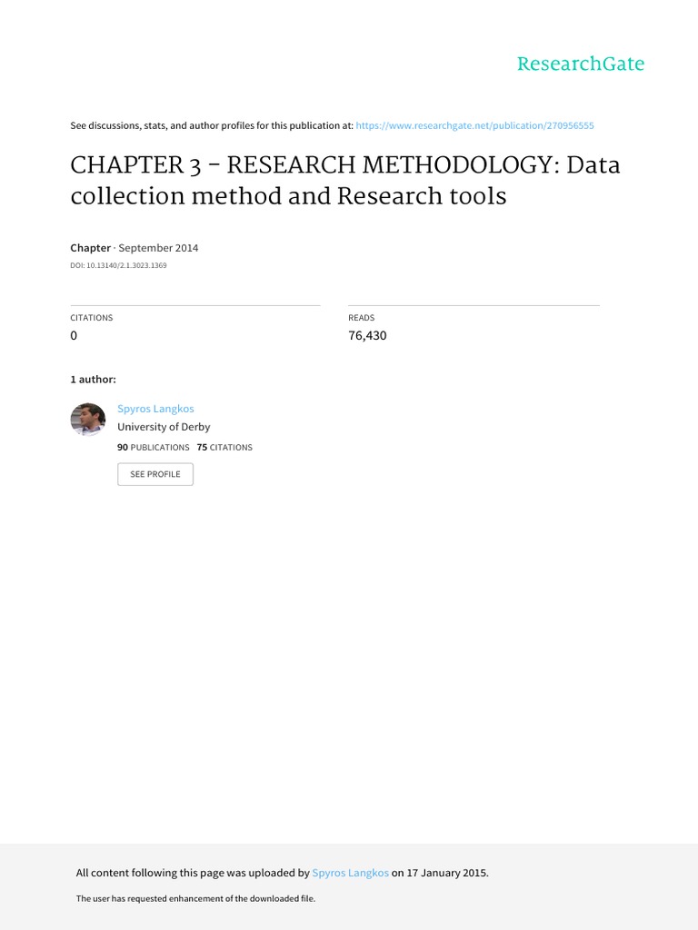 CHAPTER 3 - RESEARCH METHODOLOGY - Data Collection Method and Research ...