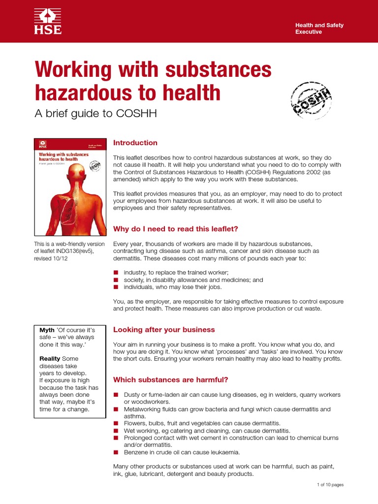 Control of Substances Hazardous to Health HSE 2002 Occupational