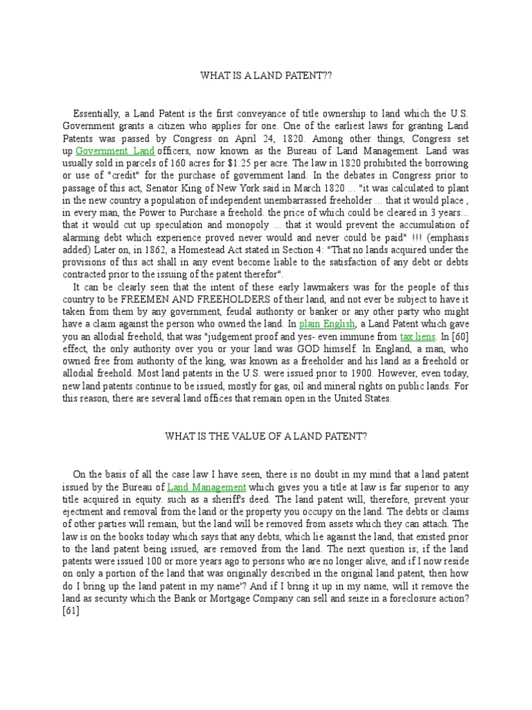 WHAT IS A LAND PATENT.docx Mortgage Law Property
