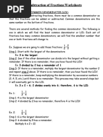 Adding and Subtracting Fractions Worksheets