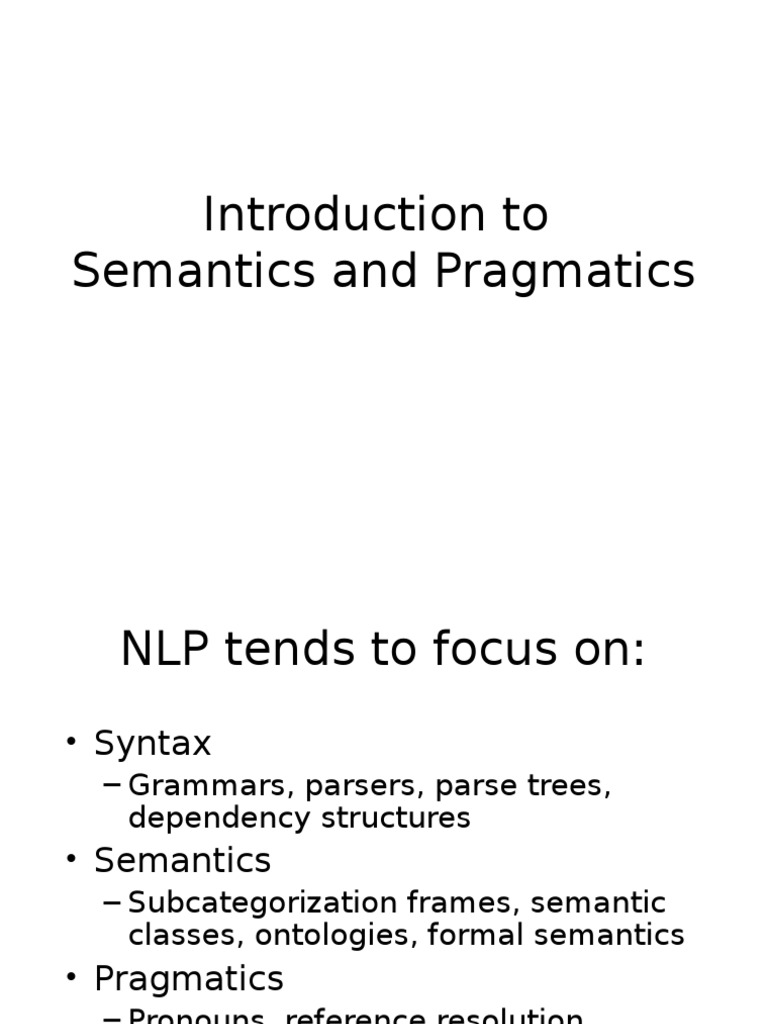 Semantics and Pragmatics in NLP | PDF | Semantics | Parsing