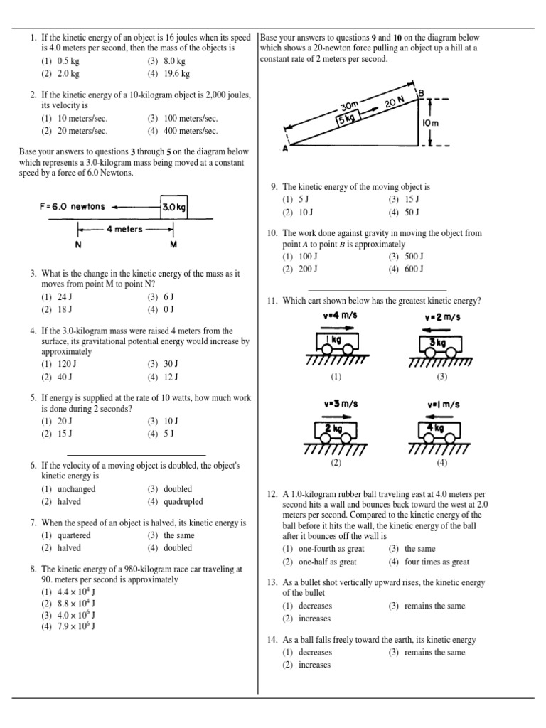 Kinetic and Potential Energy Problems | PDF | Force | Potential Energy
