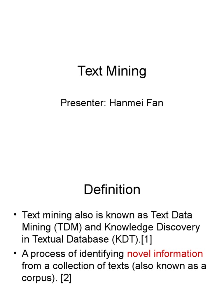 Text Mining - Hanmei Fan - Fall 2006 | PDF | Artificial Neural Network ...