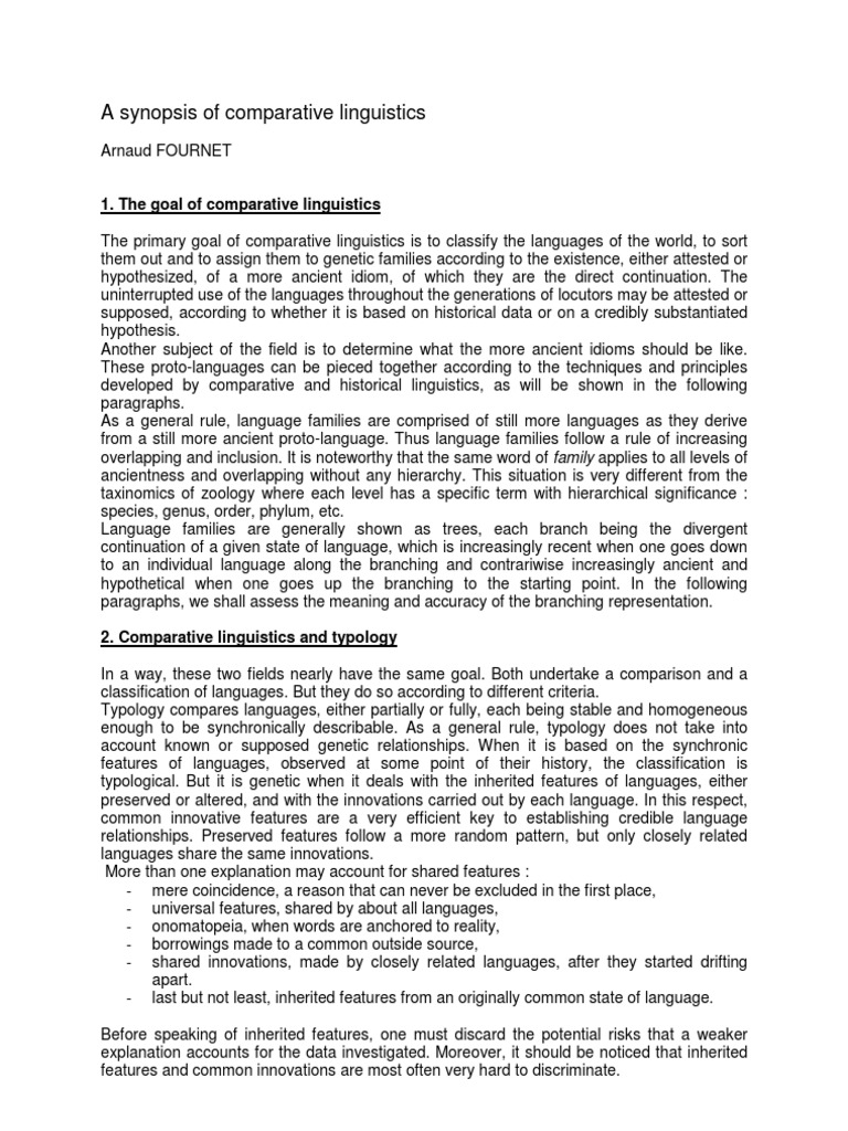 Comparative Linguistics Overview | PDF | Linguistics | Syllable