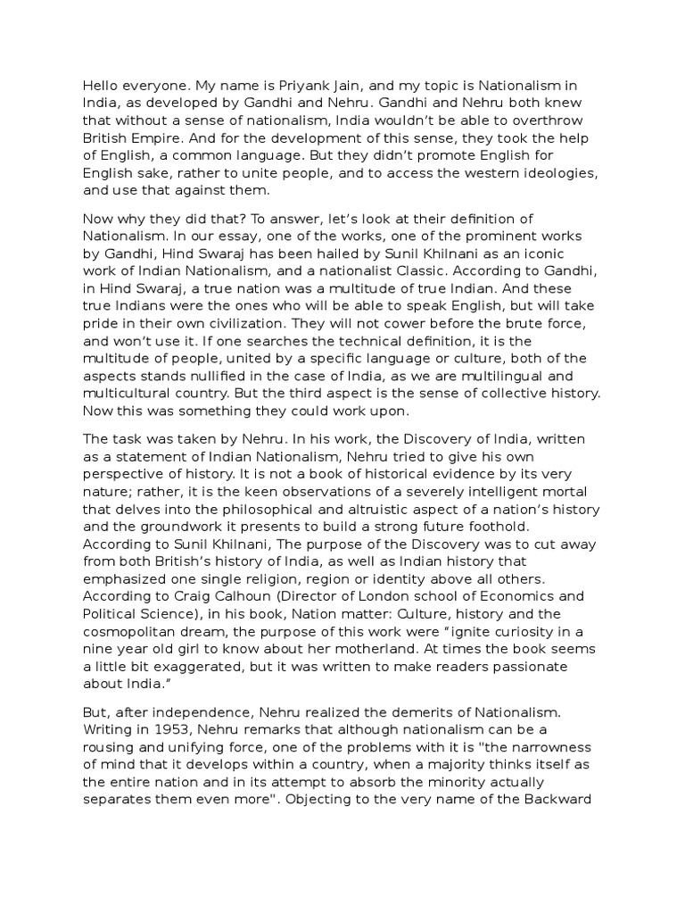 Gandhi's concept of nationalism ignou image