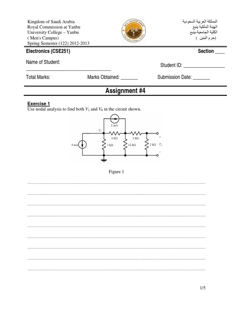 Assignment 4 Techniques of Circuit Analysis PDF