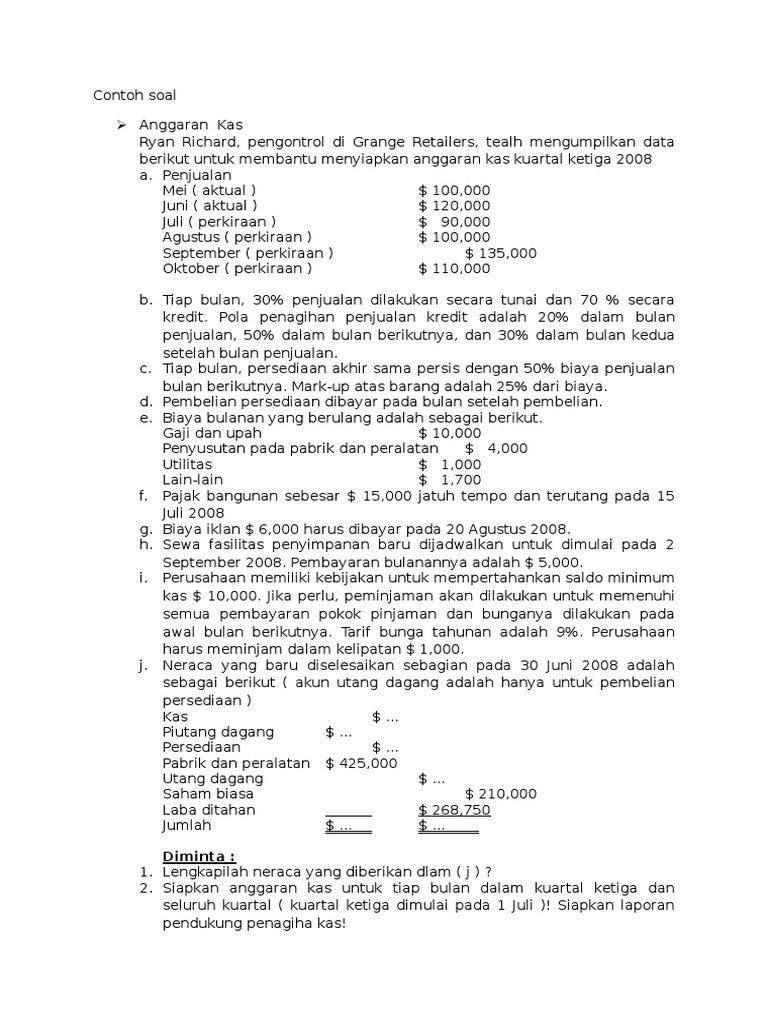 Contoh Soal Manajemen Kas