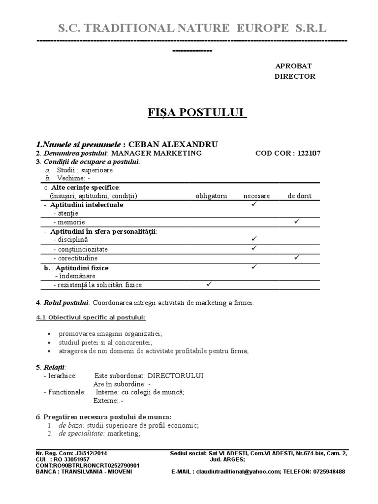 1 Fisa Post Manager Marketing