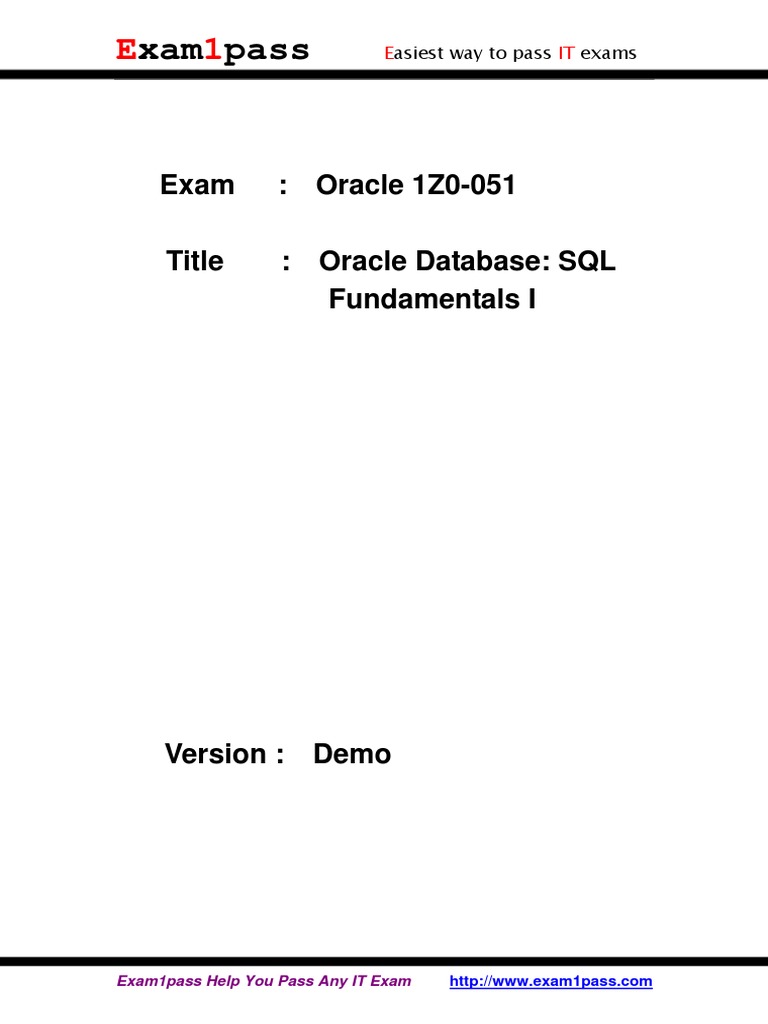 1z0 051 Pdf