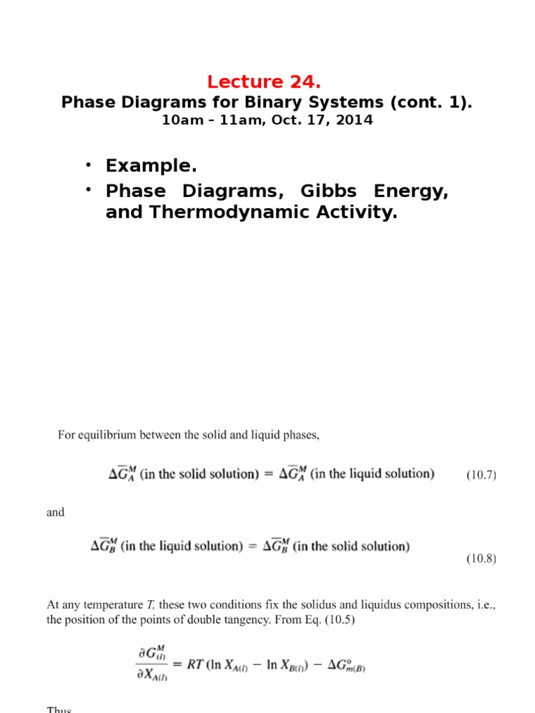 Lecture+24 Phase+diagrams+for+Binary+Systems+ Cont.+1 | PDF