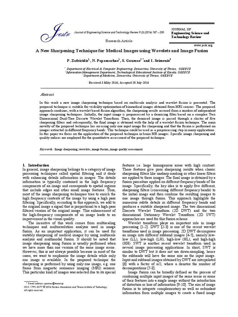 Α New Sharpening Technique | PDF | Multidimensional Signal Processing ...