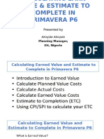 Earn Value & Estimate To Complete