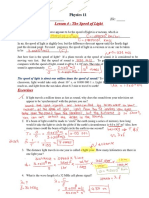 Lesson 4 - The Speed of Light & Snill's Law Key