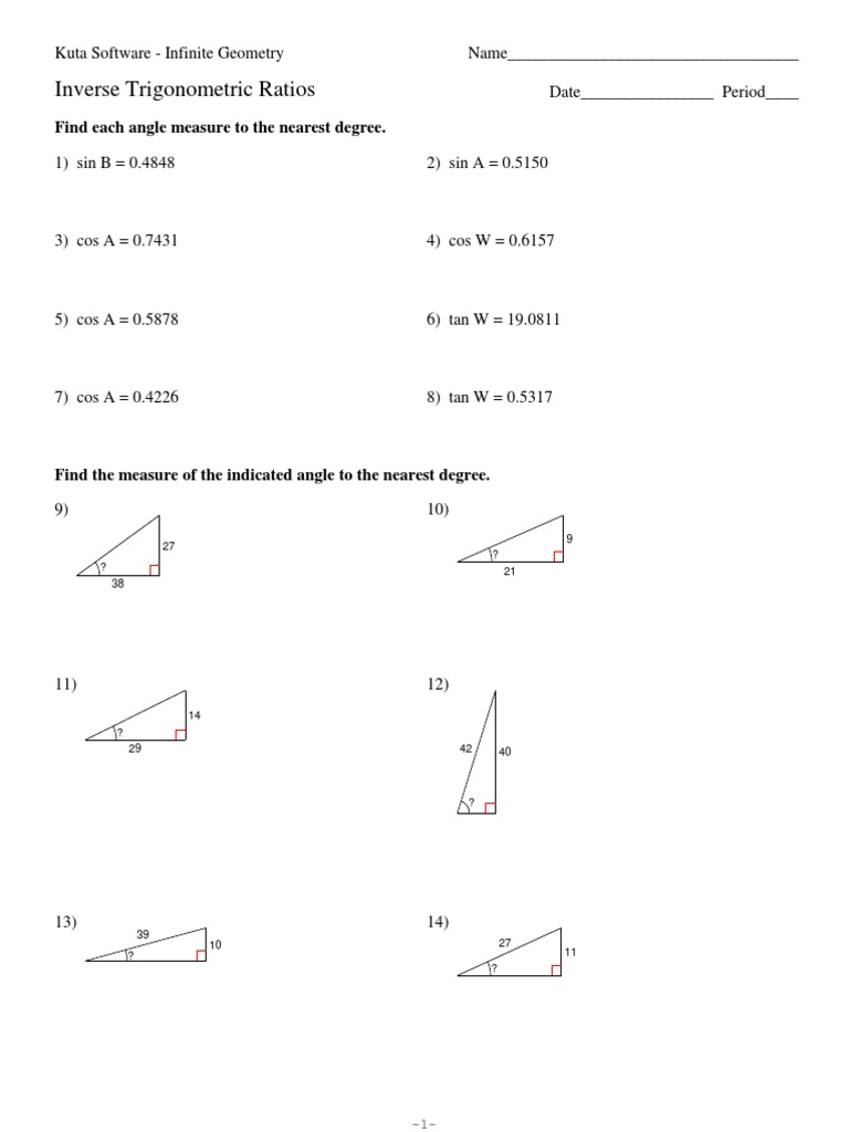 20-Inverse Trigonometric Ratios PDF  PDF  Trigonometric Functions Intended For Trigonometric Ratios Worksheet Answers