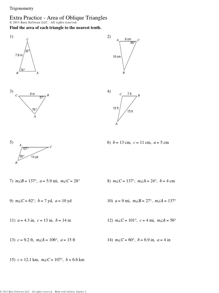 Area Of Oblique Triangles pdf