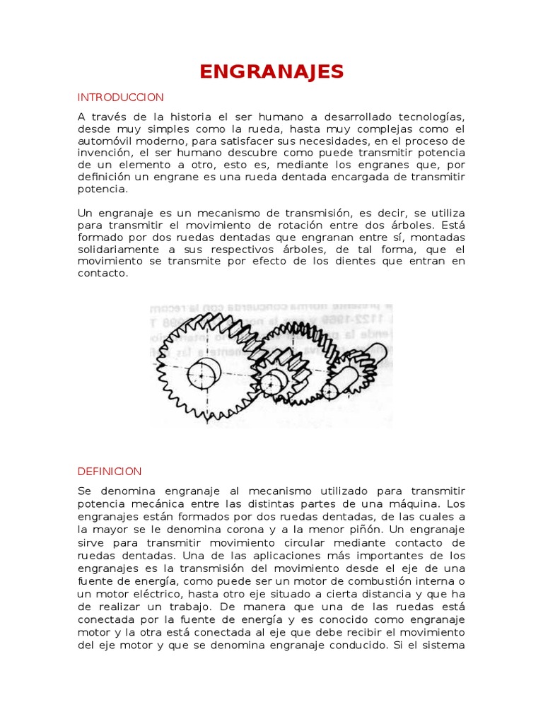 Mecanismo Engranajes Pdf Engranaje Transmisión Mecánica