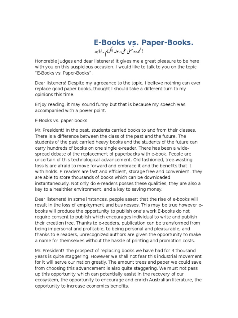 E Books Vs Paper Books PDF E Reader E Books