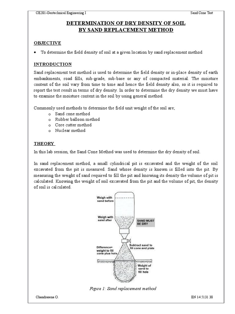 Lab ReportSand Replacement Method Density Soil