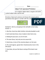 Verbs in Subject Verb Agreement