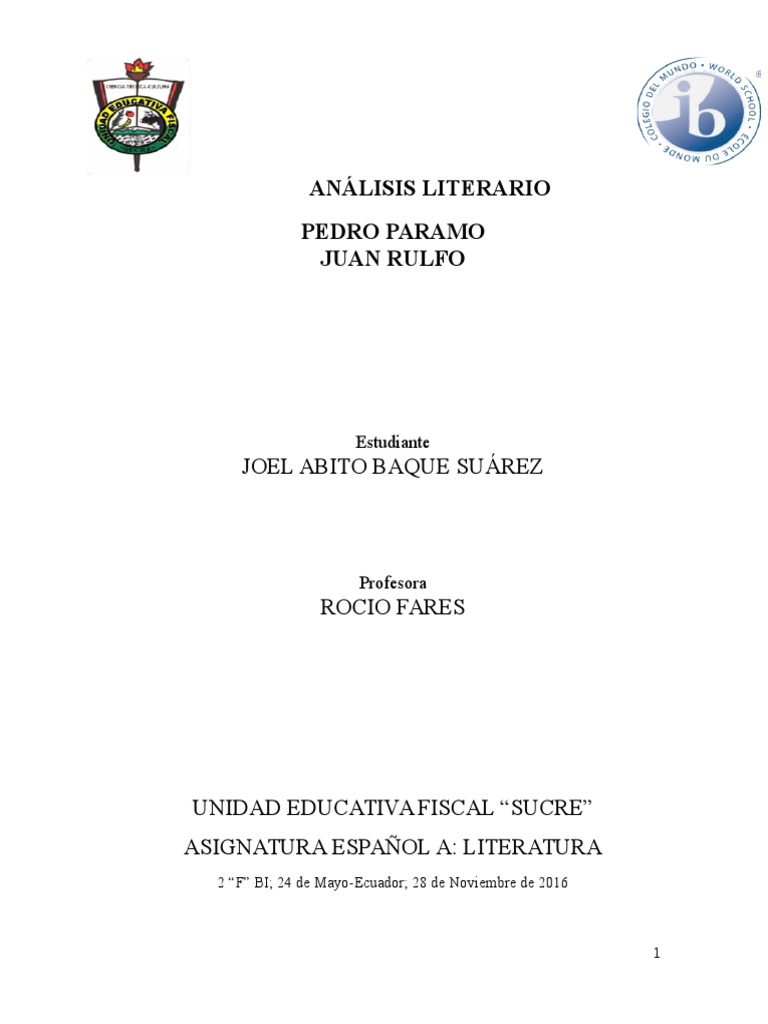 Análisis literario de Pedro Páramo | PDF | Narración