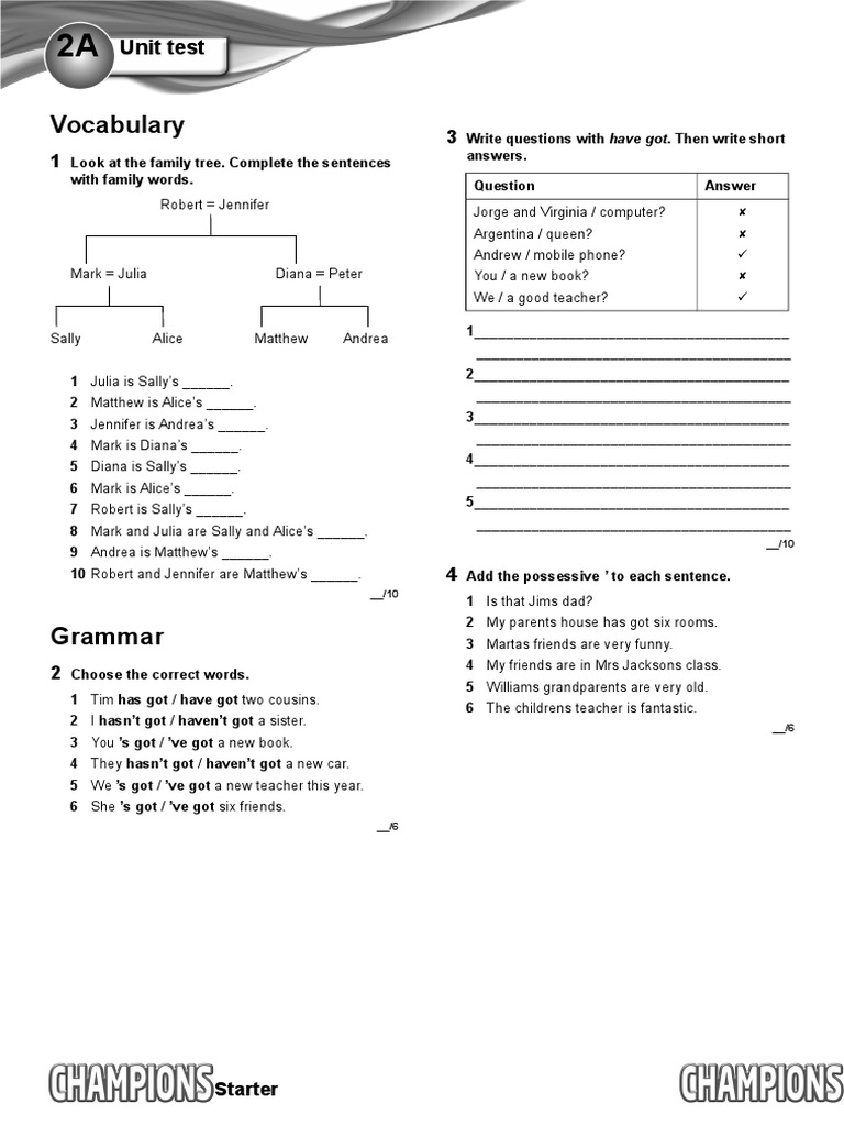 Starter Unit Test for English Plus | PDF | Language Arts & Discipline