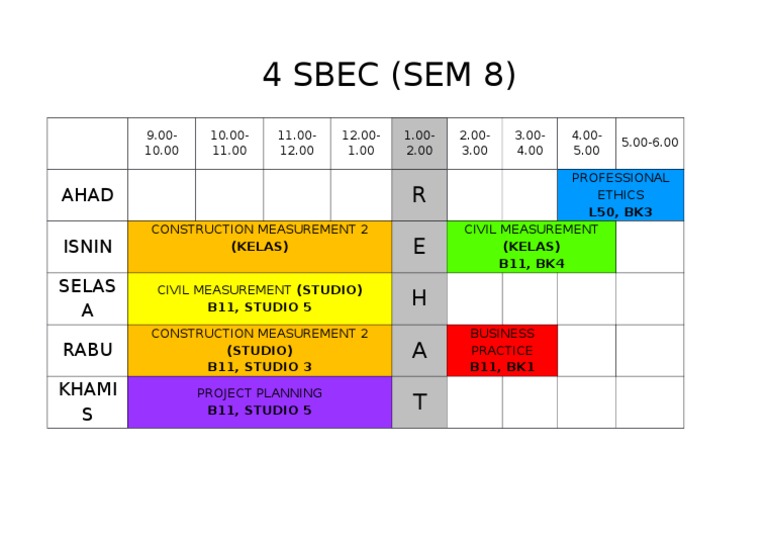 Jadual Sem 8 | PDF | Technology & Engineering | Home & Garden
