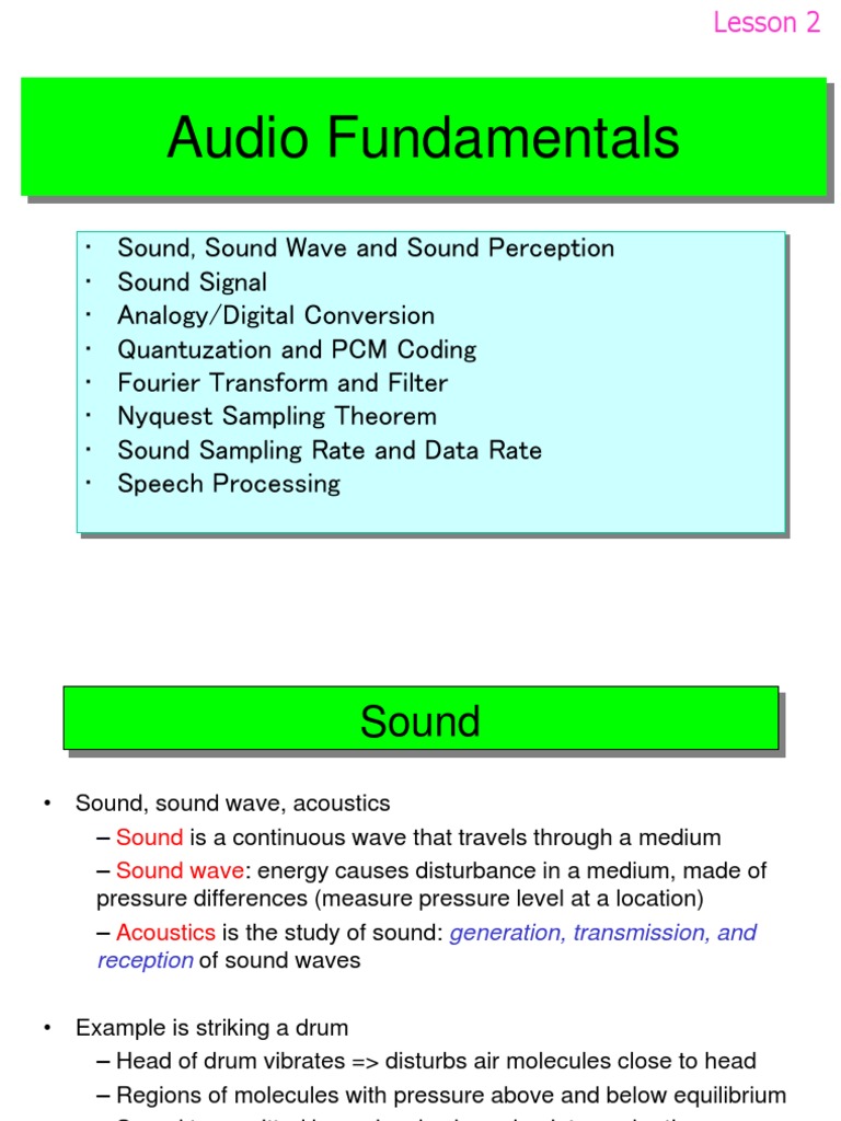 Lesson 02 PDF Sampling (Signal Processing) Sound