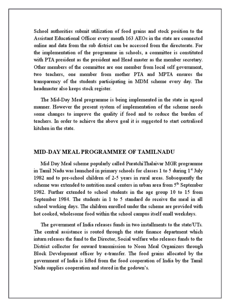The Midday Meal Programme of The Government of India Is Designed To ...