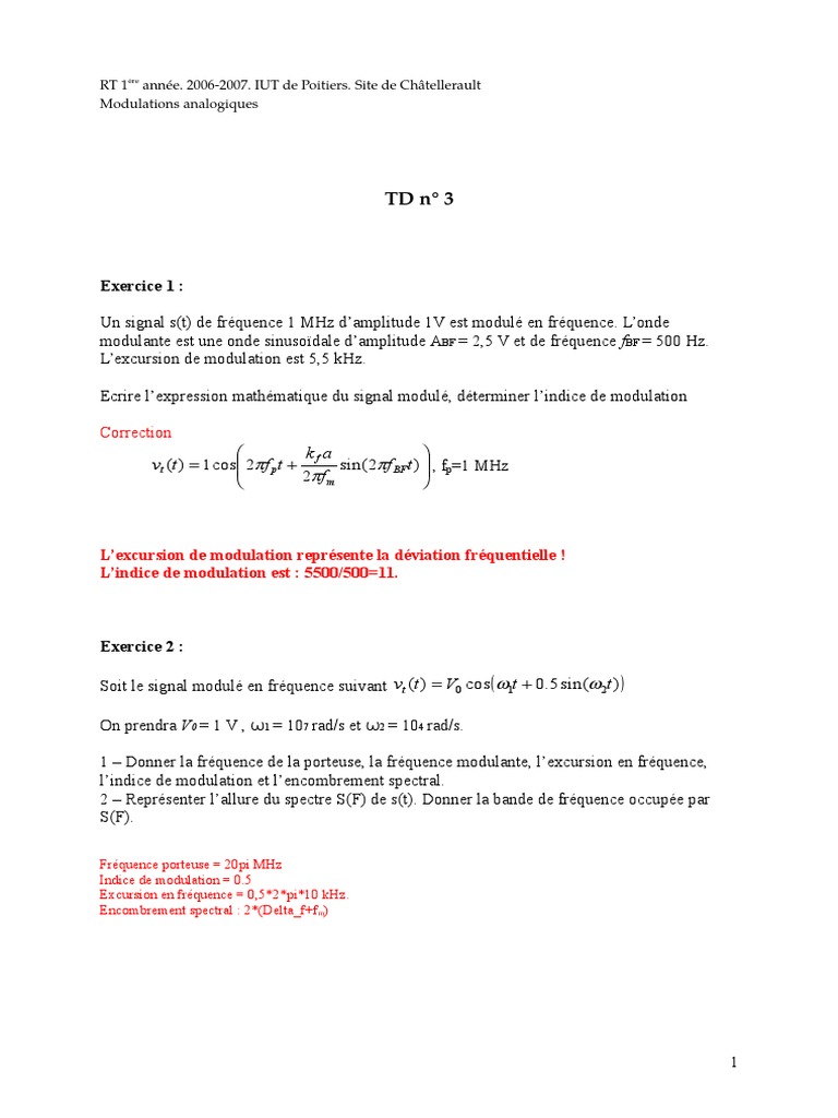 Mod Analog TD3 Corrige | PDF | Méthodes et références pédagogiques ...