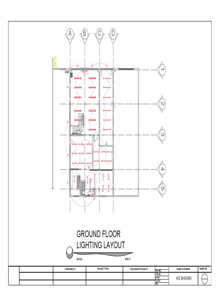 A B C D Ground Floor Lighting Layout PDF