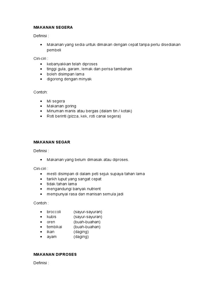 Jenis Makanan Definisi Contoh Dan Ciri Pdf