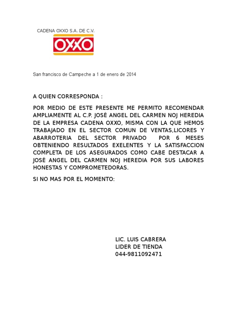 92045926 Carta de Recomendacion Laboral