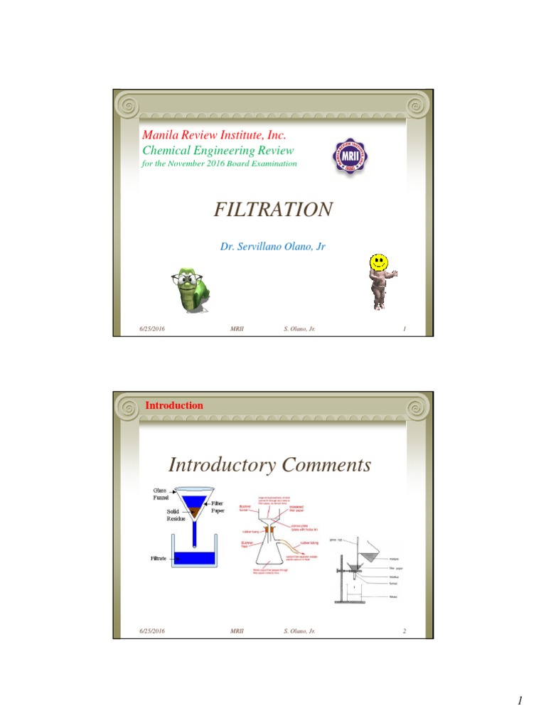3 Filtration Lecture Notes PDF Filtration Process Engineering