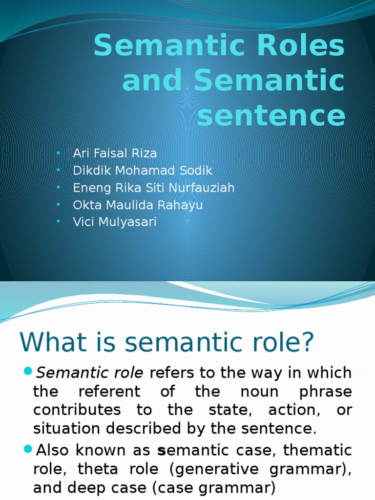 Understanding Semantic Roles in Sentences | PDF