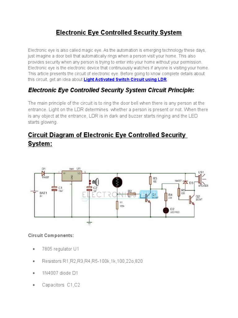 Electronic Eye Security System Overview | PDF | P–N Junction ...