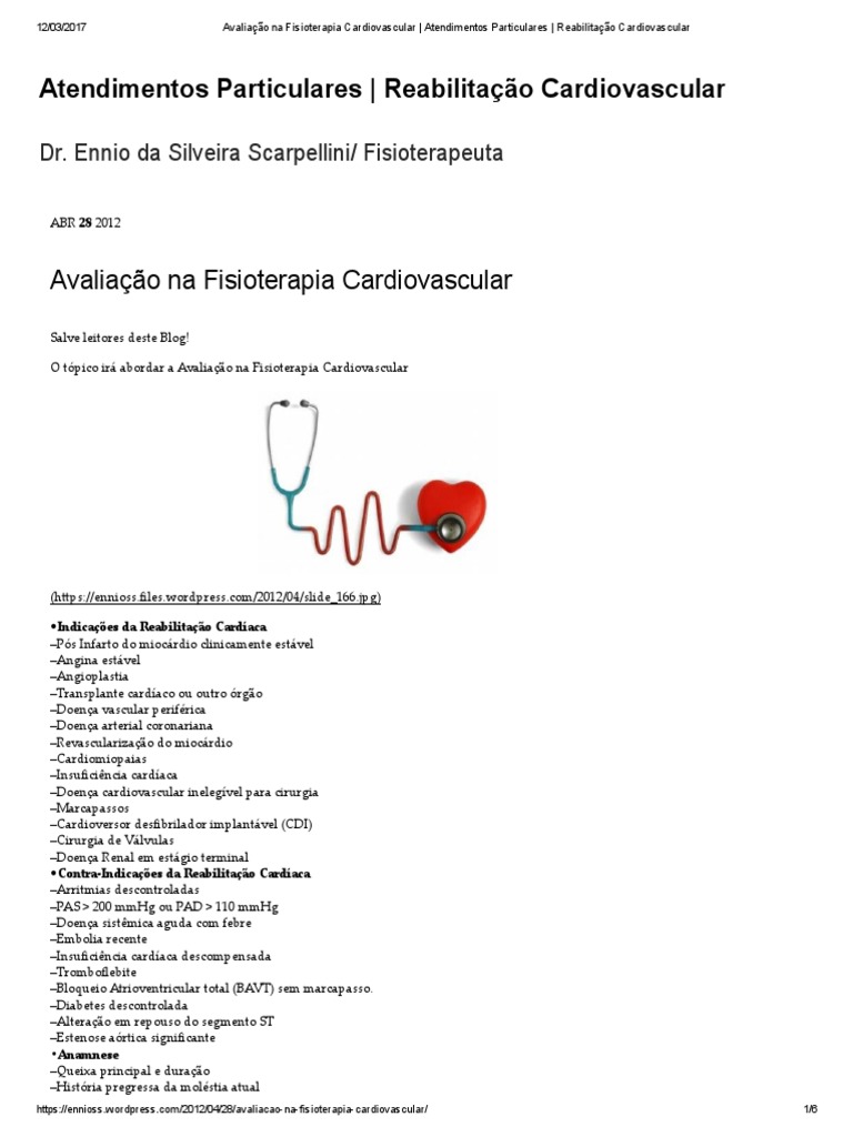 Avaliação na Fisioterapia Cardiovascular | PDF | Obesidade ...