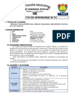 1° Grado - Proyecto de Aprendizaje 01 - Microsoft Word